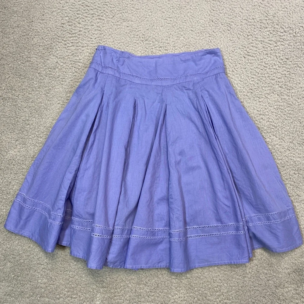 United Colors Of Benetton Skirt Women's 8 Waist‎ 27 Pleated Lined Blue Lavender